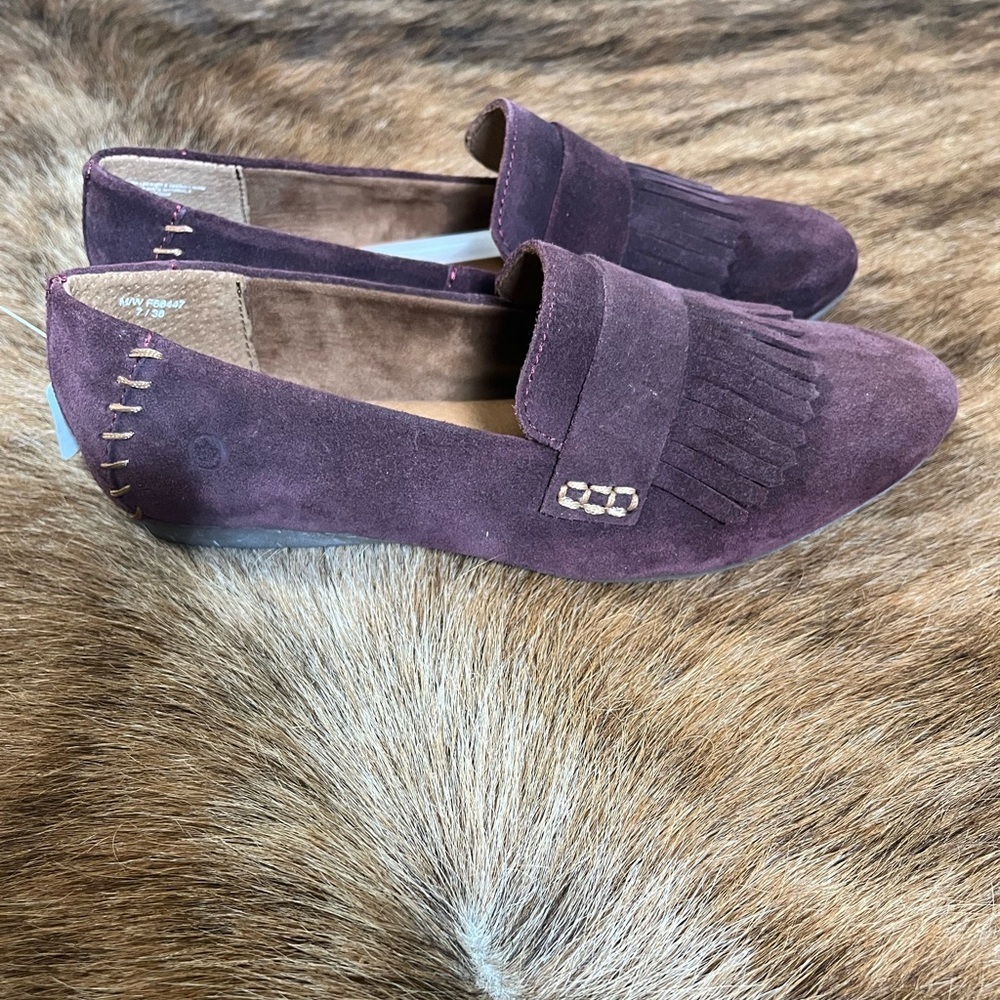 Born Women's Burgundy Suede Loafers - Picture 3 of 7